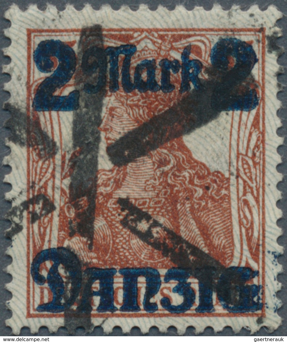 Danzig: 1920, 2 Mk Auf 35 Pfg Germania Mit Netzunterdruck Spitzen Nach Unten, Zeitgerecht Entwertete - Other & Unclassified