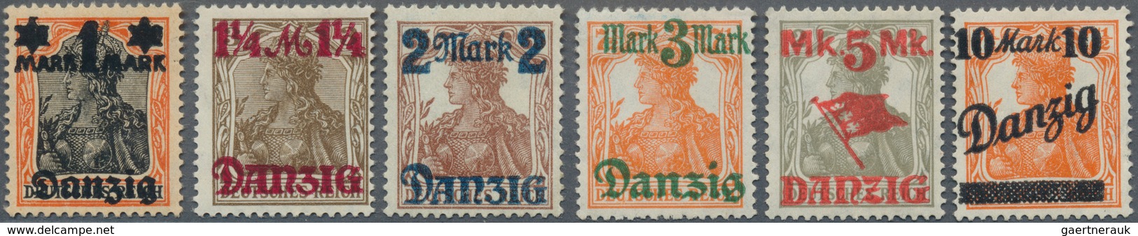 Danzig: 1920, Germania 6 Werte Mit Aufdruck Des Neuen Wertes Und "DANZIG" Serie Ohne Unterdruck, Tad - Other & Unclassified