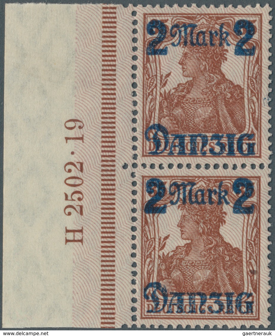 Danzig: 1920, 2 M. Auf 35 Pfg. Germania Mit Spitzen Des Netzunterdruckes Nach Unten Im Senkrechten R - Other & Unclassified