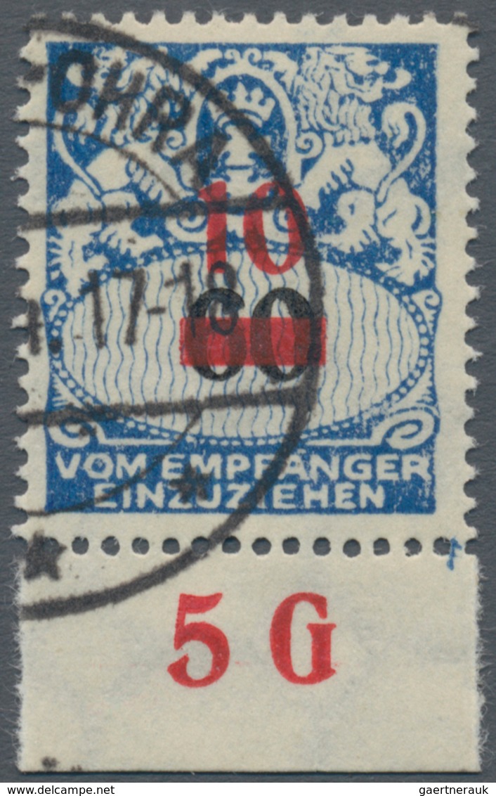 Danzig - Portomarken: 1932, 10 Auf 60 Pfg. Dunkelkobalt, Unterrandstück Mit Oberrandbeschriftung "5 - Altri & Non Classificati