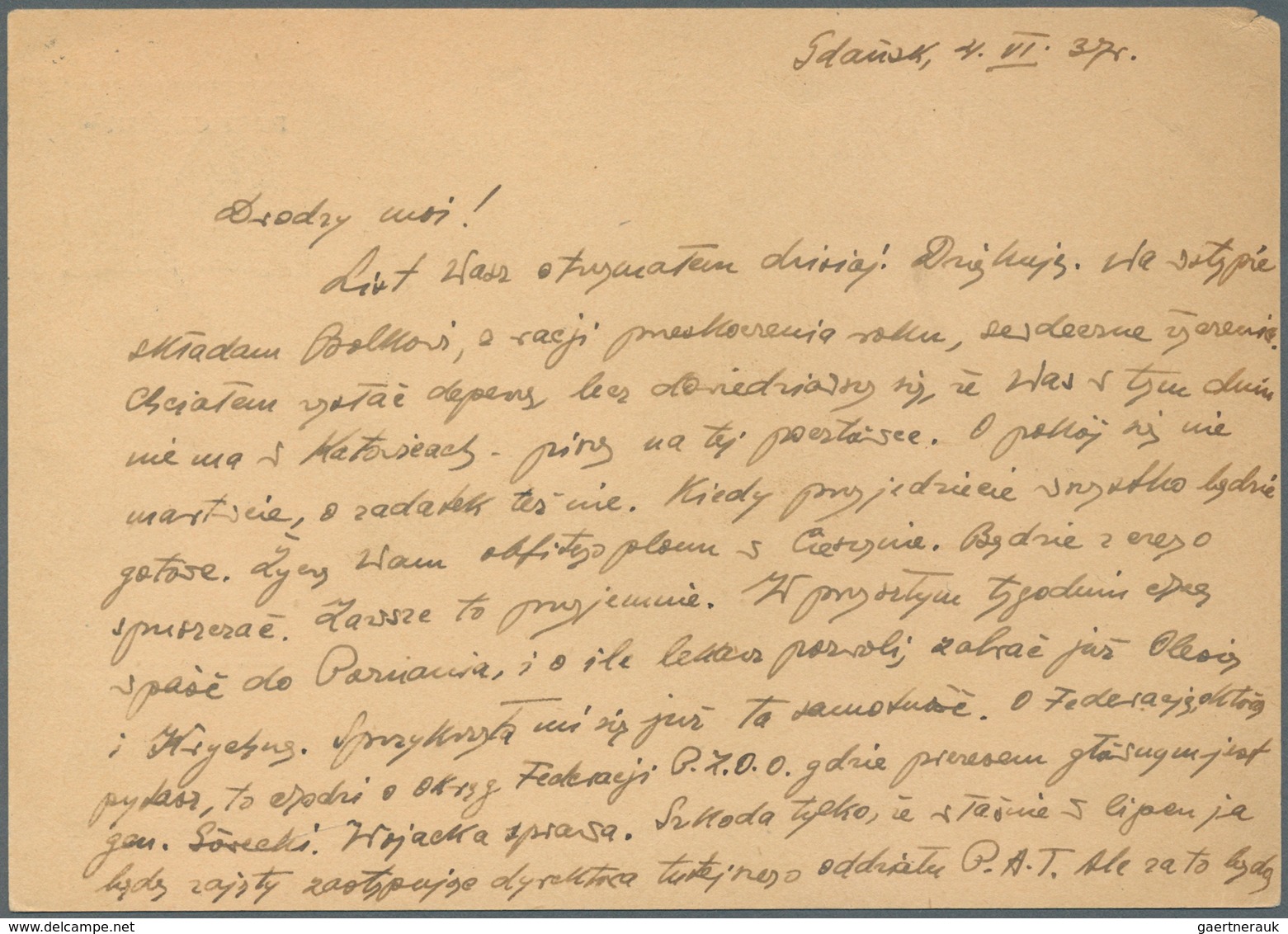 Danzig - Polnische Post (Port Gdansk): 1936, 15 Gr. Aufdruck-Ganzsachenkarte Bedarfsgebraucht Aus "G - Other & Unclassified