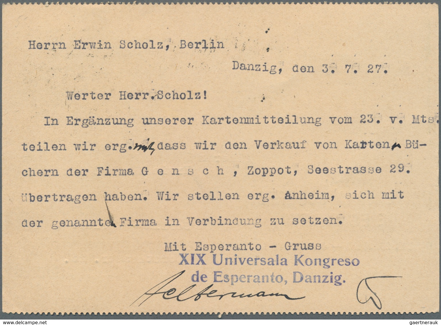 Danzig - Ganzsachen: 1927, 10 Pfg. Esperanto-Ganzsachenkarte Gezähnt Mit Bild "Technische Hochschule - Other & Unclassified