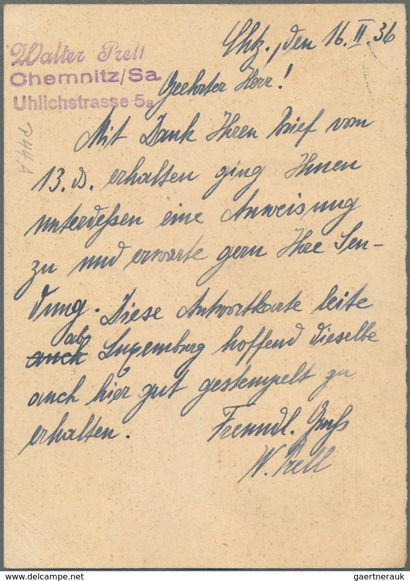 Danzig - Ganzsachen: 1928, 10 Pfg. Antwort-Ganzsachenkarte Mit Zufrankatur Luxemburg 75 C. Flugpost - Altri & Non Classificati