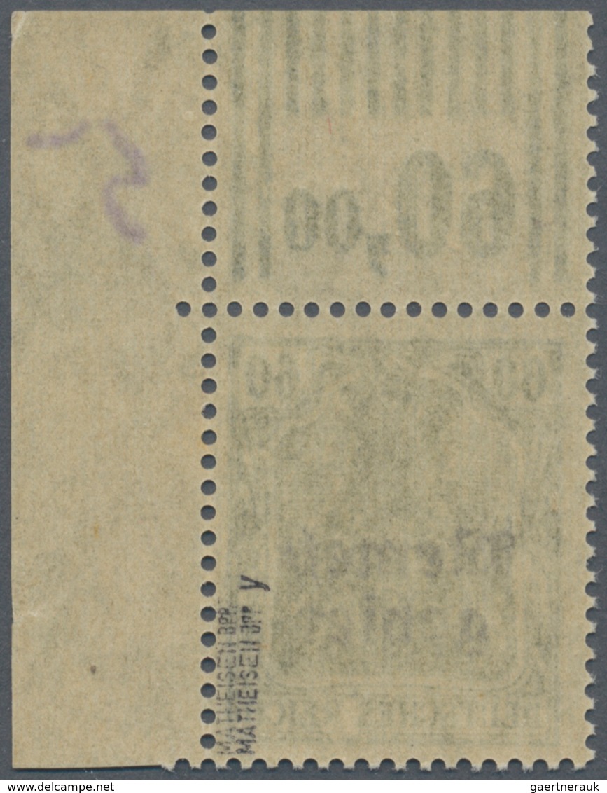 Memel: 1920, 60 Pfg. Germania, Hellbraunoliv, Senkrecht Geriffelte Gummierung, Tadellos Postfrisches - Memel (Klaipeda) 1923