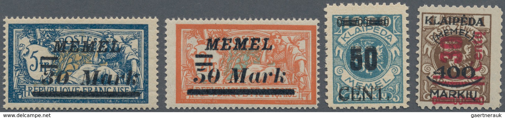 Memel: 1922/1923, 50 M. Auf 2 Fr., Orange/blau Mit Aufdruckfehler "Abstand Zwischen 30 Und Mark 3,9 - Memel (Klaipeda) 1923