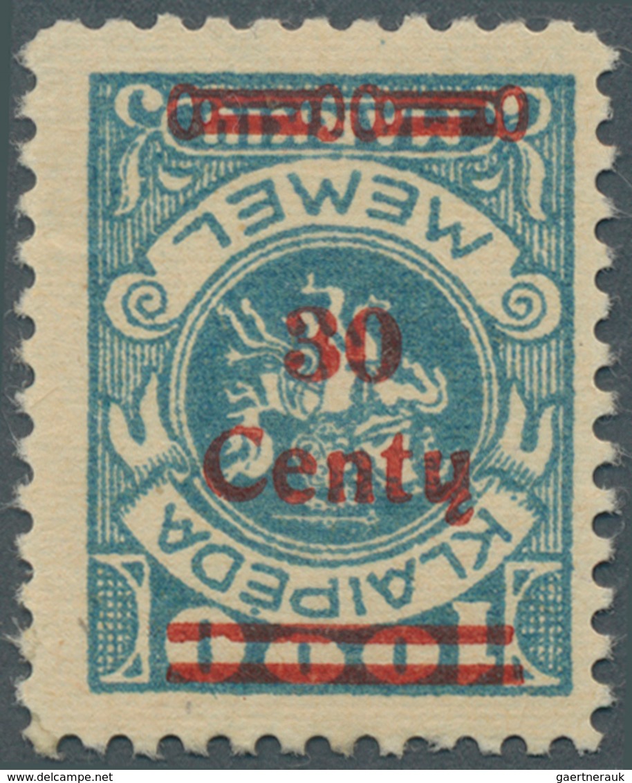 Memel: 1923, 30 C. Auf 1000 M. Grünlichblau Mit Kopfstehendem Aufdruck, Postfrisch, Pracht, Signiert - Memel (Klaipeda) 1923