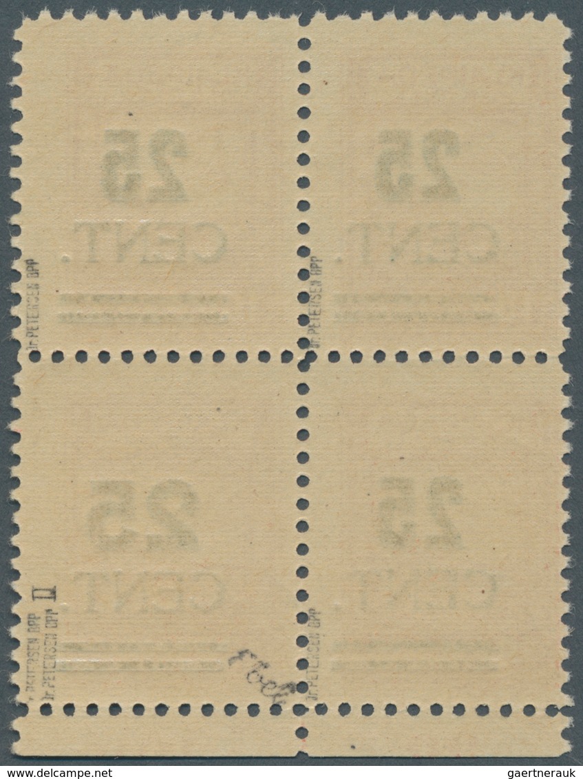 Memel: 1923, 25 C. Auf 100 M. Grünaufdruck, Viererblock Mit Unterrandteil, Dabei Rechte Untere Marke - Memel (Klaipeda) 1923