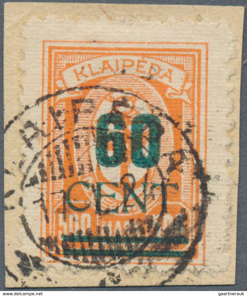 Memel: 1923: 60 C Auf 500 M. Orange Mit Aufdruckfehler "Punkt Hinter Cent" Halbiert (Feld 60, Teilau - Memel (Klaipeda) 1923