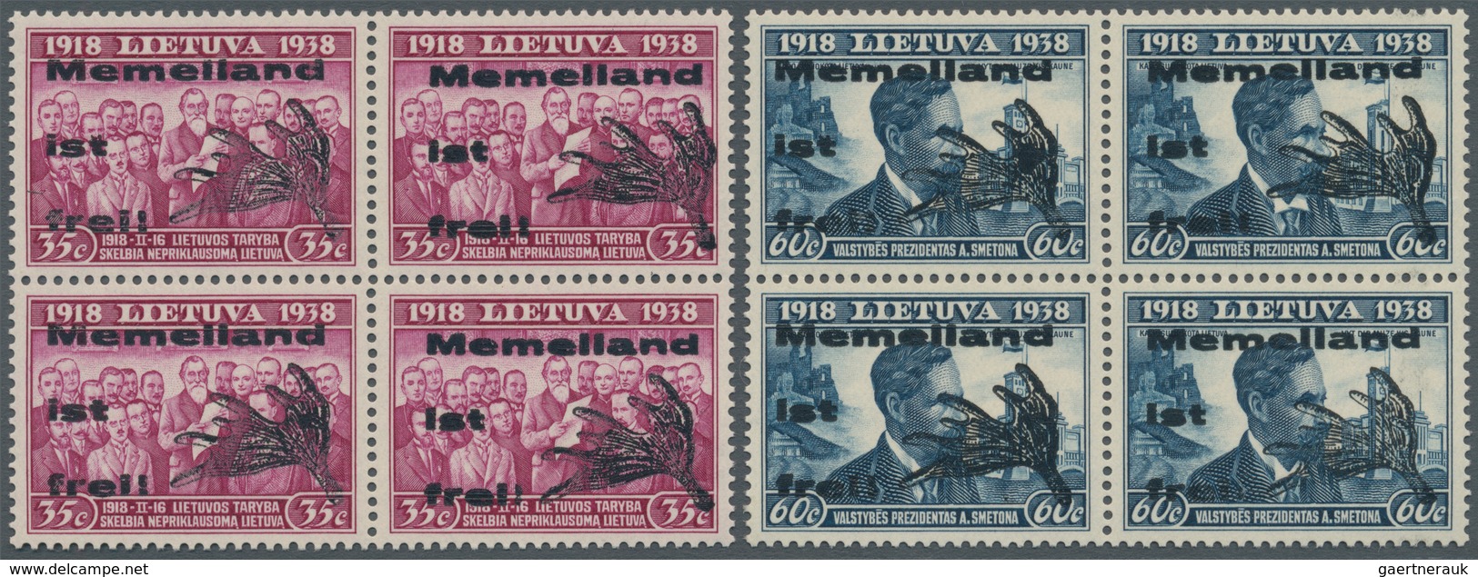 Memel - Lokalausgabe Memelland: 1939, 15 C. Bis 60 C. Im Kompletten Postfrischen Viererblocksatz Mit - Memel (Klaipeda) 1923