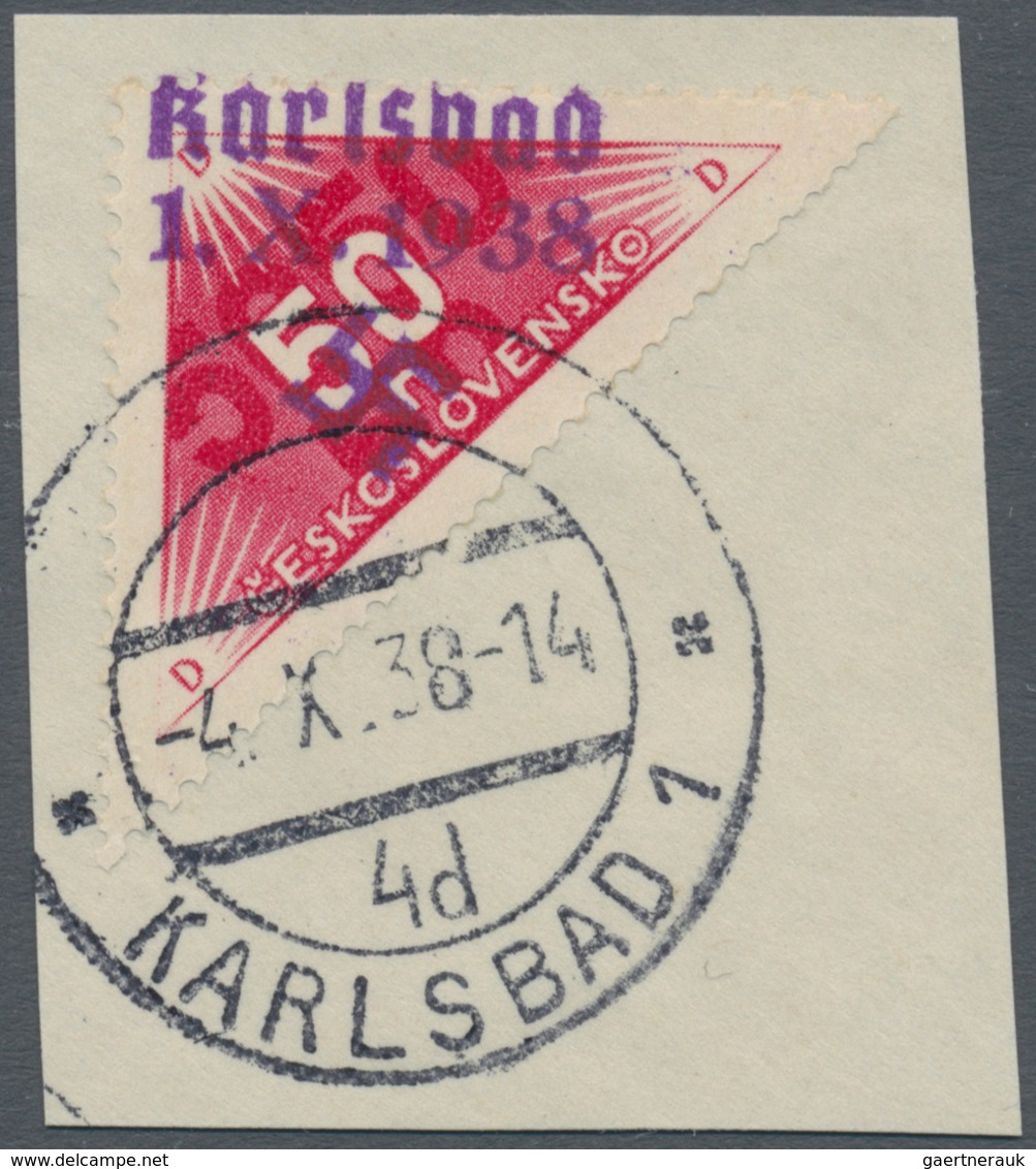 Sudetenland - Karlsbad: 1938, 50 H. Zustellungsmarke Lebhaftmagenta Mit Senkrechtem Aufdruck Von Obe - Sudetenland