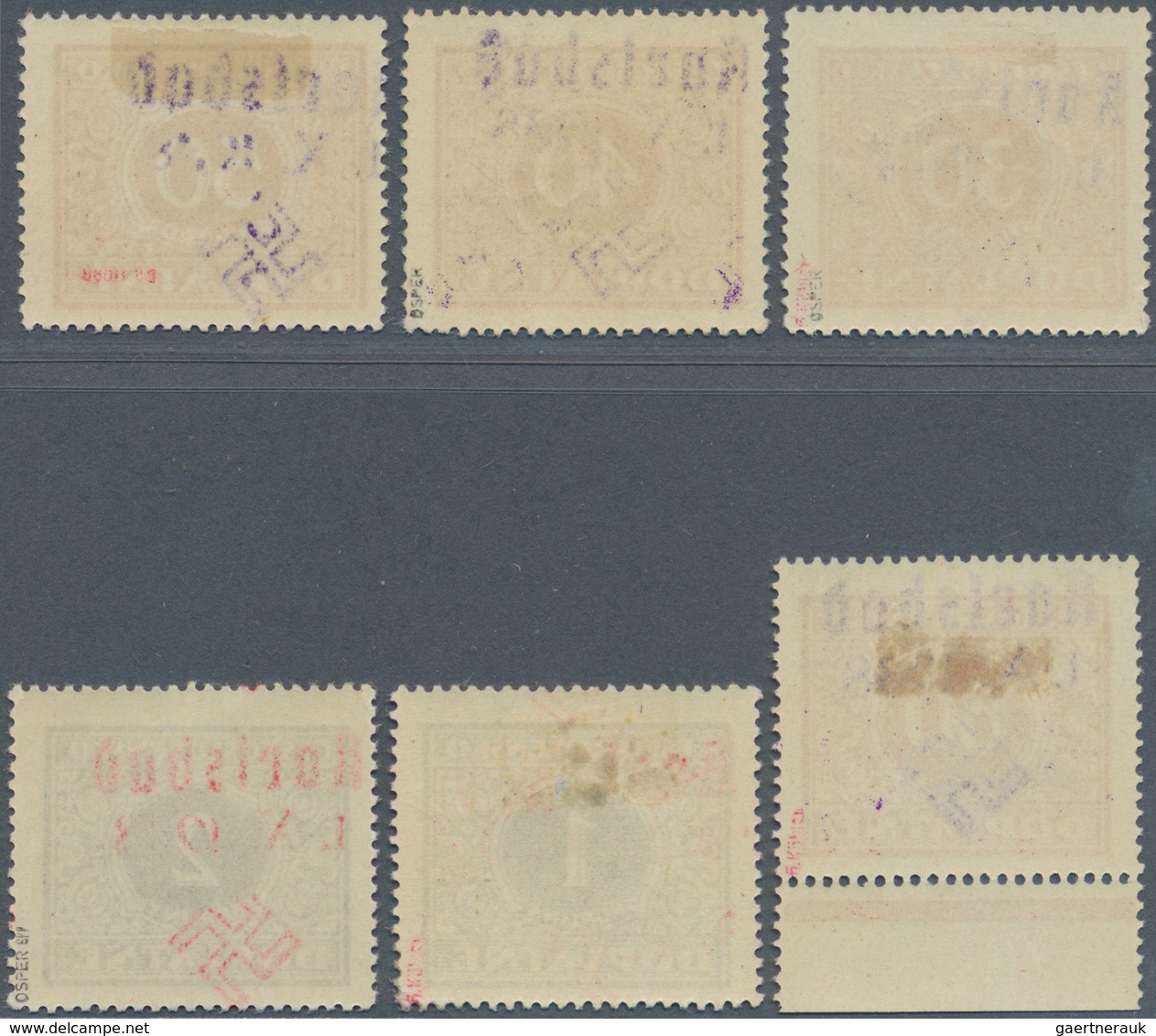 Sudetenland - Karlsbad: 1938, 30 H - 2 Kc Portomarken, 6 Ungebrauchte Werte, Dabei 40 H Und 2 Kc Pos - Sudetenland