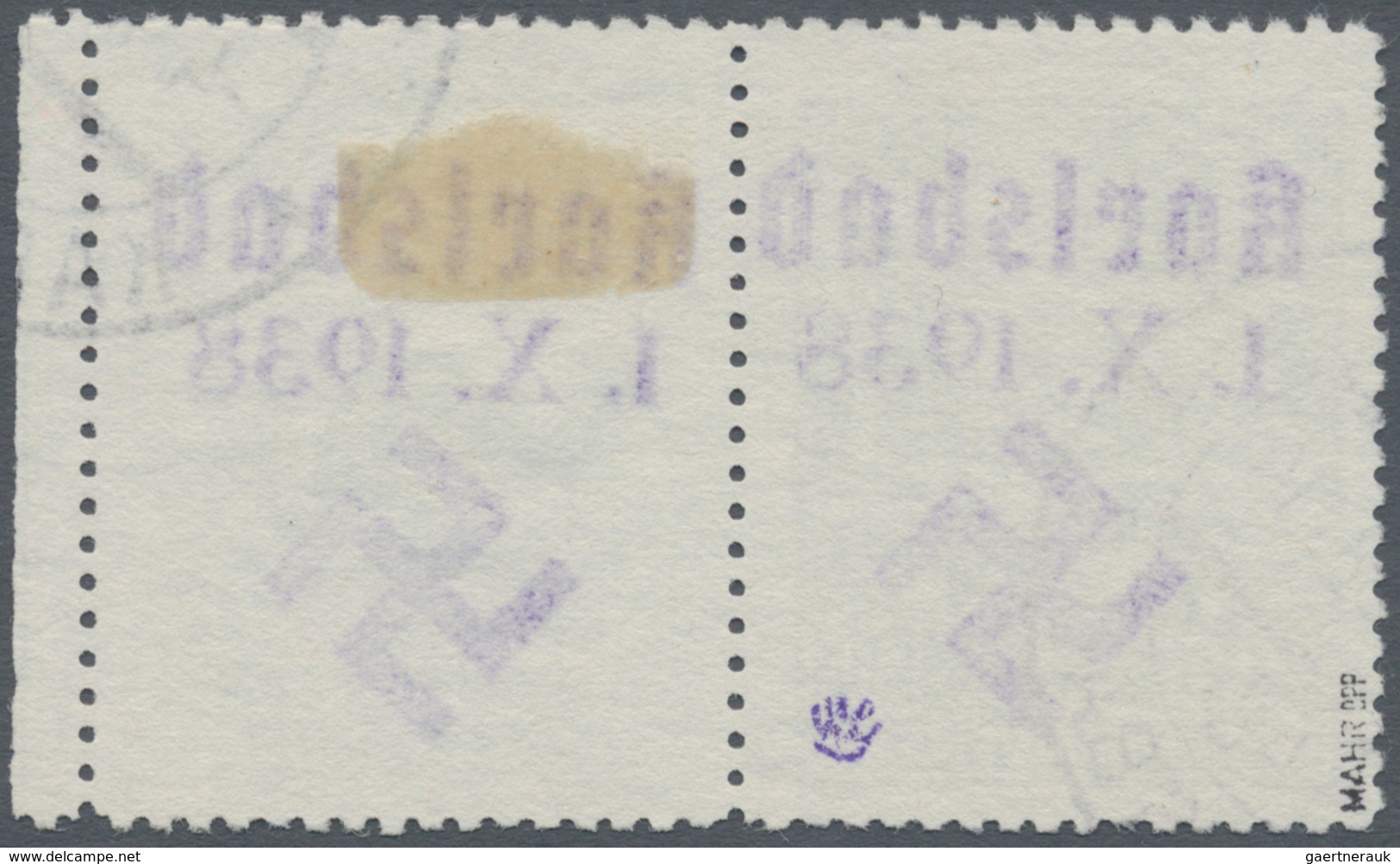 Sudetenland - Karlsbad: 1938, 50 H. Doss Alto Mit überdrucktem Zierfeld Rechts Mit Bogenrand, Gestem - Sudetenland