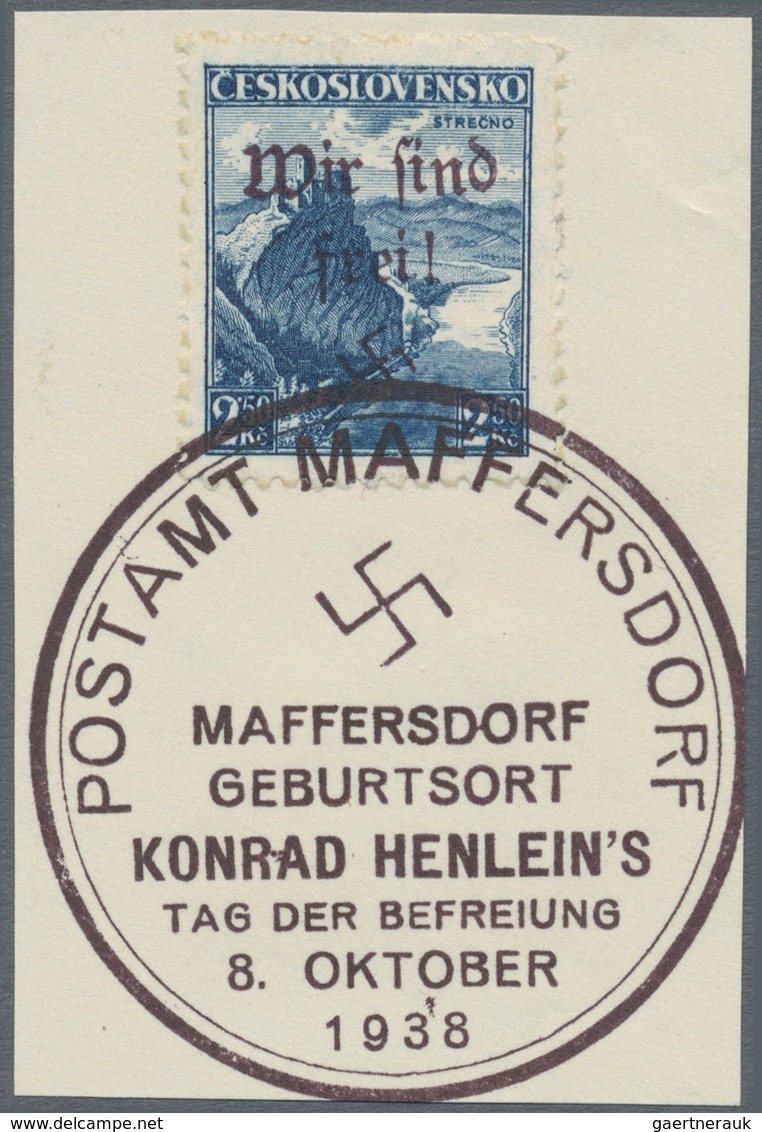 Sudetenland - Reichenberg: 1938, 1,20 Kc.-2,50 Kc. Freimarken Auf Vier Briefstücken, Tadellos, Signi - Sudetenland