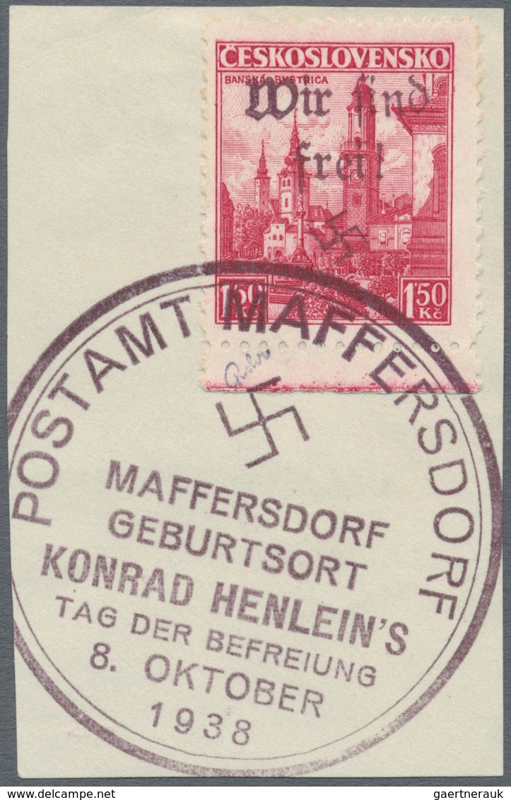 Sudetenland - Reichenberg: 1938, 1,20 Kc.-2,50 Kc. Freimarken Auf Vier Briefstücken, Tadellos, Signi - Sudetenland