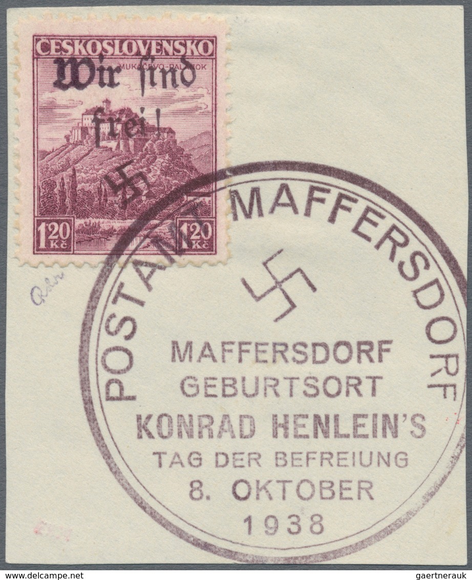 Sudetenland - Reichenberg: 1938, 1,20 Kc.-2,50 Kc. Freimarken Auf Vier Briefstücken, Tadellos, Signi - Sudetenland