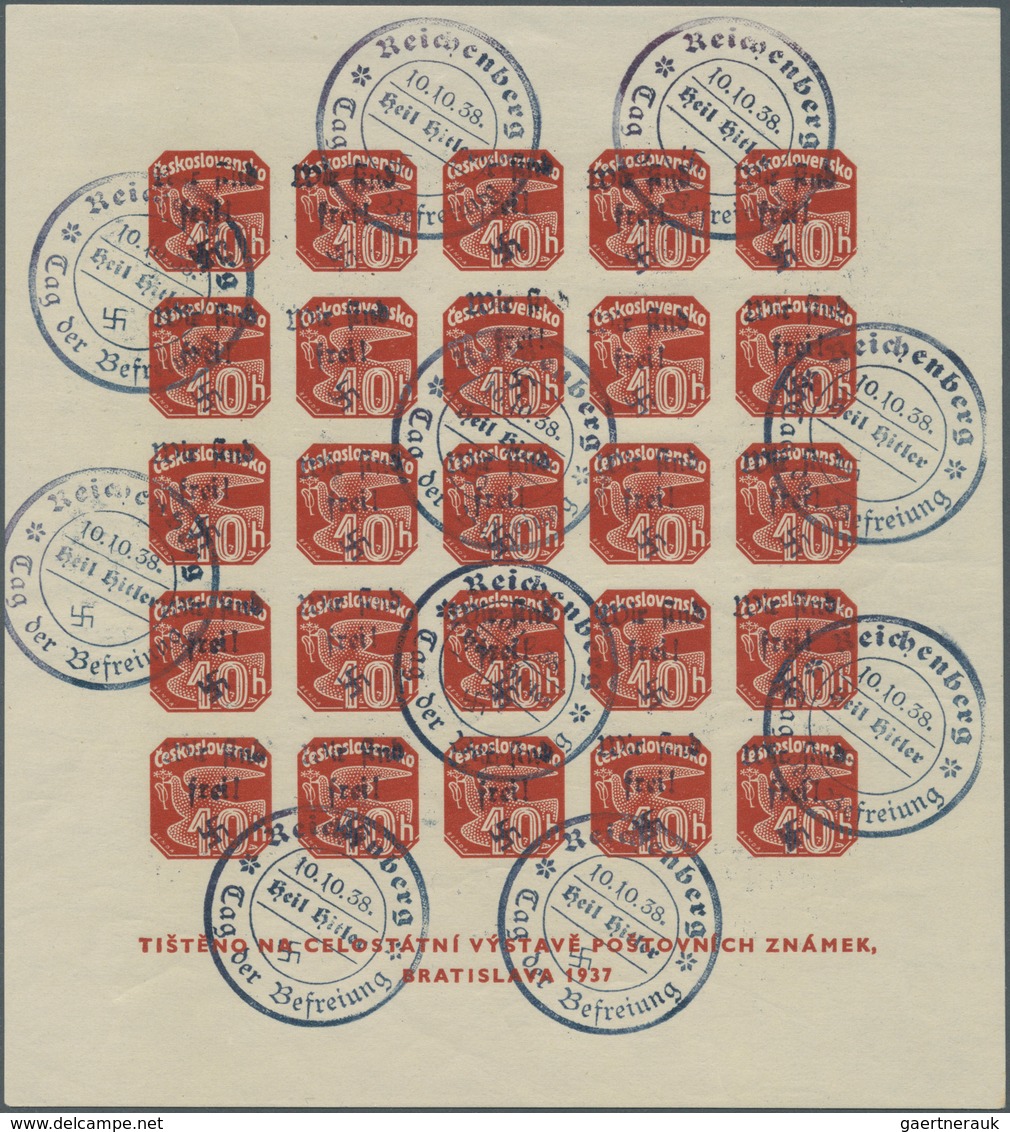 Sudetenland - Reichenberg: Blockausgabe "Briefmarkenausstellung Preßburg (Bratislava) 1937", Postfri - Sudetenland