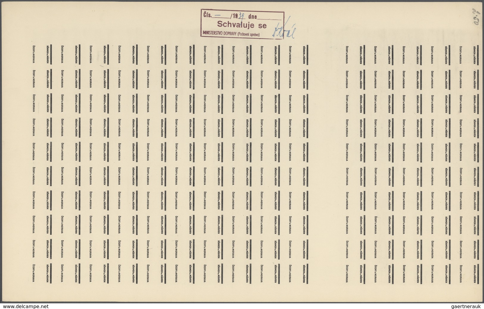 Dt. Besetzung II WK - Böhmen Und Mähren: 1939 "Böhmen Und Mähren" PROBEDRUCKE In 17 Kompletten 100/2 - Occupazione 1938 – 45