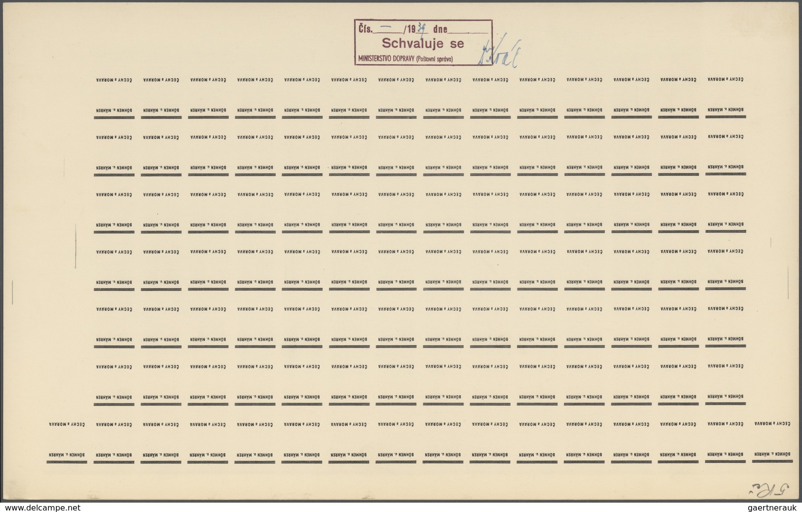 Dt. Besetzung II WK - Böhmen und Mähren: 1939 "Böhmen und Mähren" PROBEDRUCKE in 17 kompletten 100/2