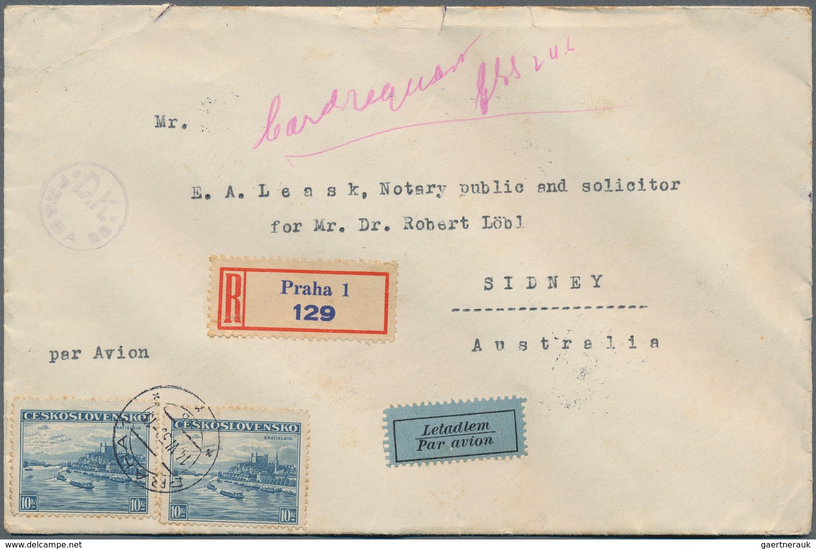Dt. Besetzung II WK - Böhmen Und Mähren: 1939. Lot Von 1 Imperial-Airways Lp-Brief Mit 7x 10 Kc Vorl - Occupazione 1938 – 45