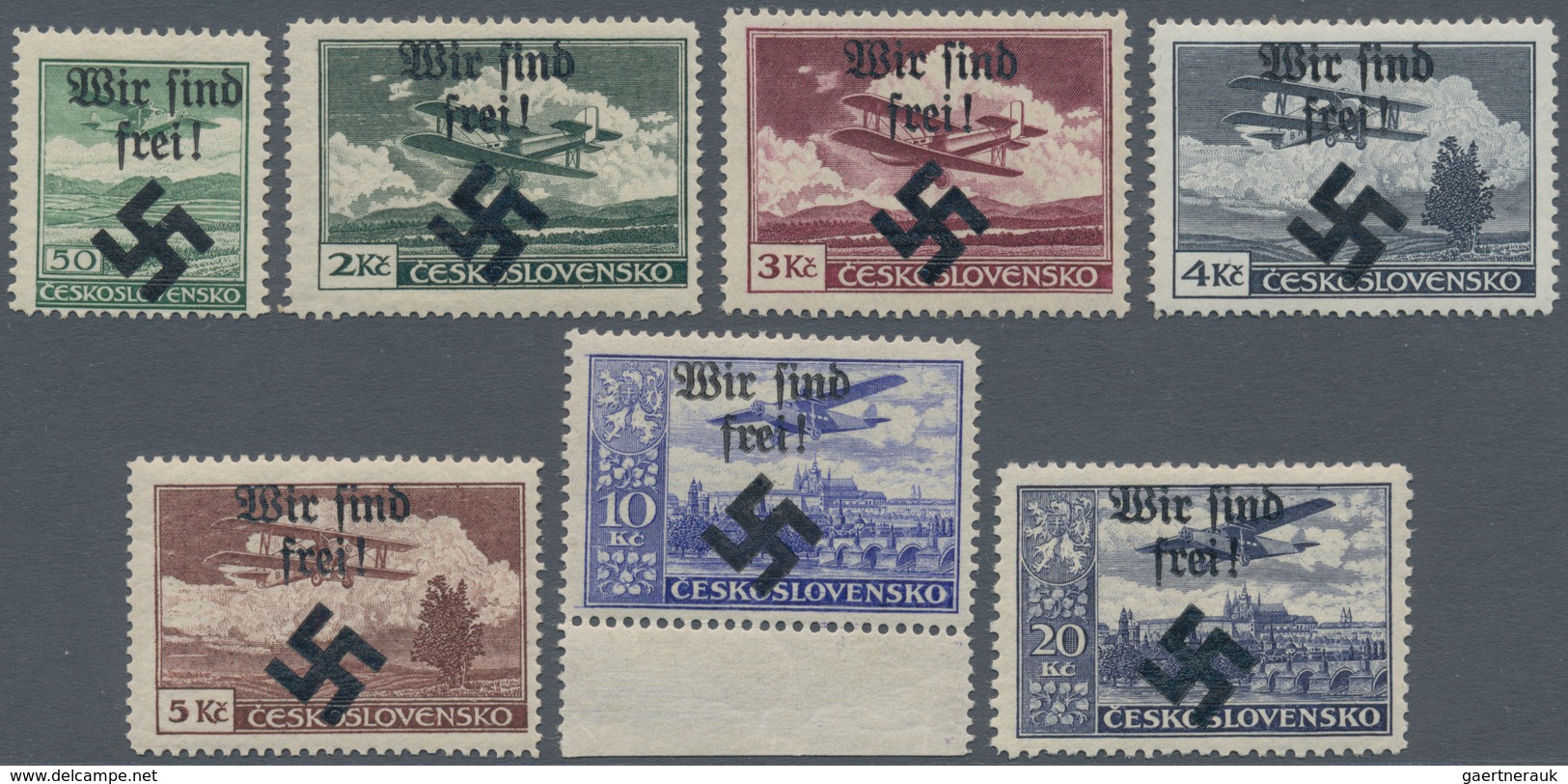 Dt. Besetzung II WK - Böhmen Und Mähren - Mährisch-Ostrau: 1939, 50 H - 20 Kronen Flugpost, 7 Versch - Occupation 1938-45