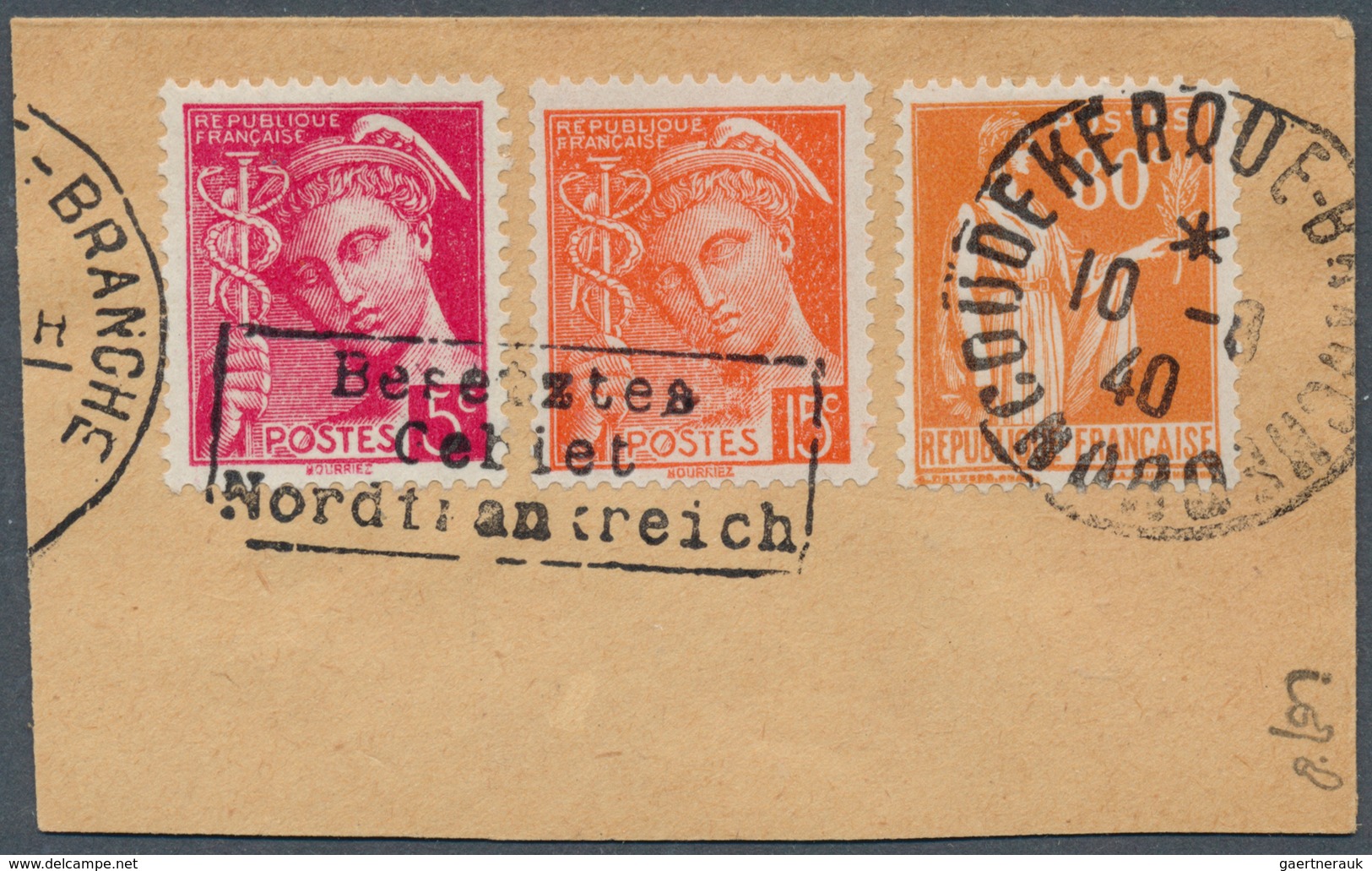 Dt. Besetzung II WK - Frankreich - Dünkirchen: 1940, 5 C. Und 15 C. Merkur Mit Aufdruck In Type II M - Occupazione 1938 – 45