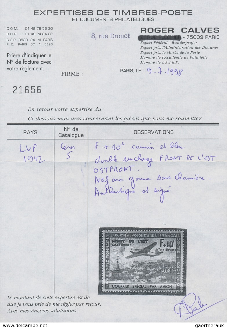 Dt. Besetzung II WK - Frankreich - Privatausgaben: Legionärsmarken: 1942, F + 10 Fr. Flugpost Dunkel - Occupazione 1938 – 45