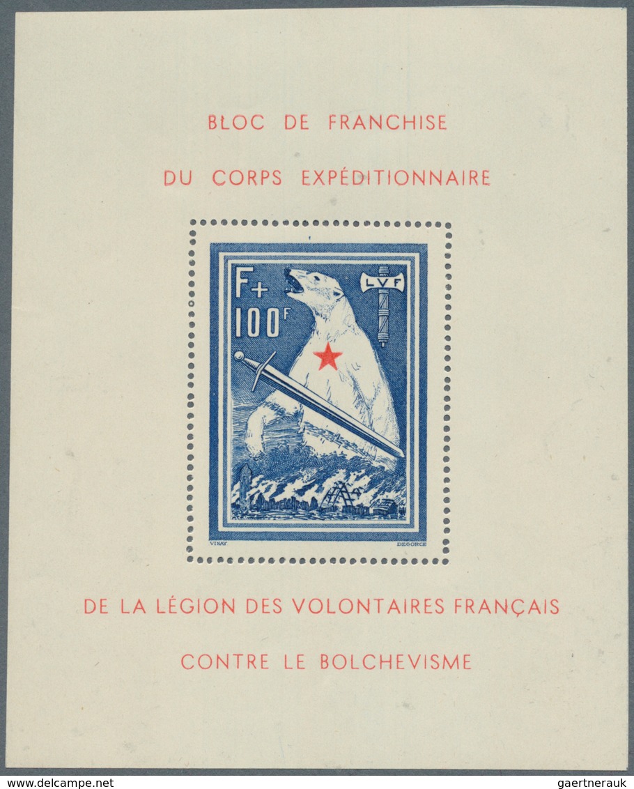 Dt. Besetzung II WK - Frankreich - Privatausgaben: Legionärsmarken: 1941, Frankreich, Blockausgabe D - Occupazione 1938 – 45