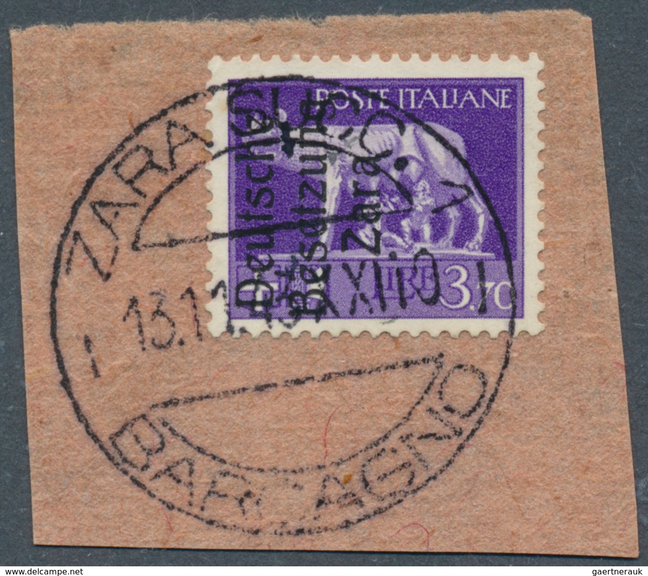 Dt. Besetzung II WK - Zara: 1943, 3.70 L. Freimarke Dkl'bläulichviolett Mit Aufdruck In Type I, Auf - Ocupación 1938 – 45