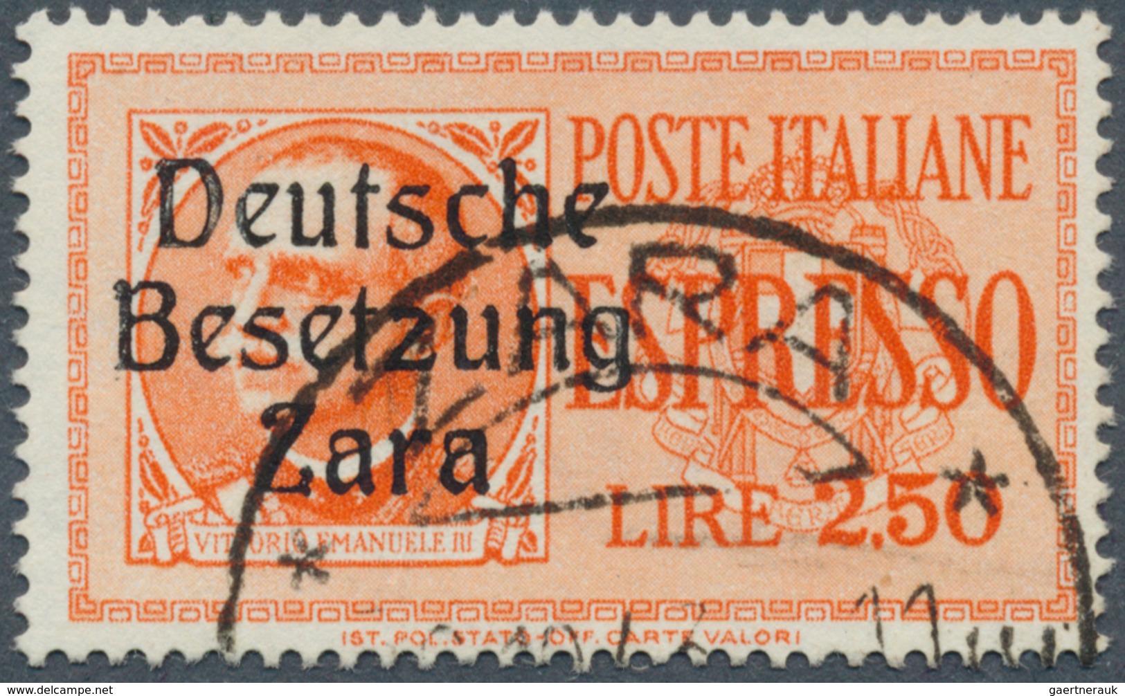 Dt. Besetzung II WK - Zara: 1943, 2.50 Lire Eilmarke Von Italien Mit Aufdruck Und Dem PLATTENFEHLER - Bezetting 1938-45