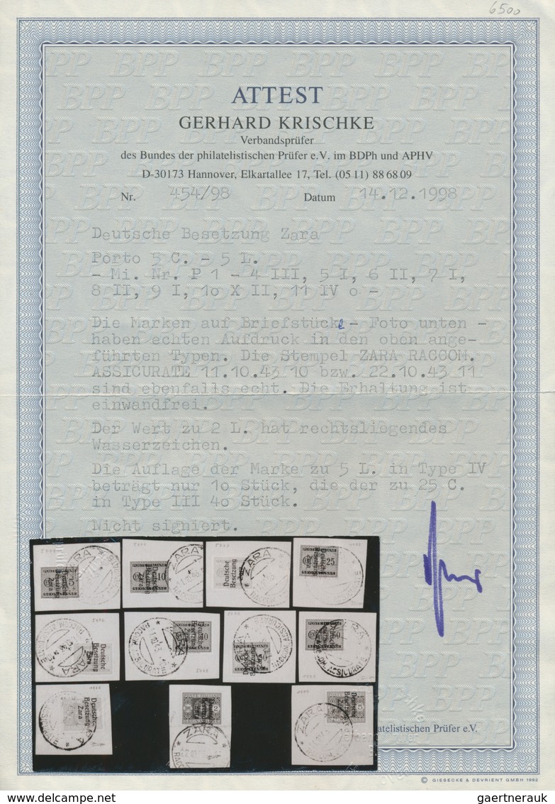 Dt. Besetzung II WK - Zara - Portomarken: 1943, 5 C Bis 20 C, 30 C Bis 1 L Und 5 L Mi Aufdrucken Ver - Occupazione 1938 – 45