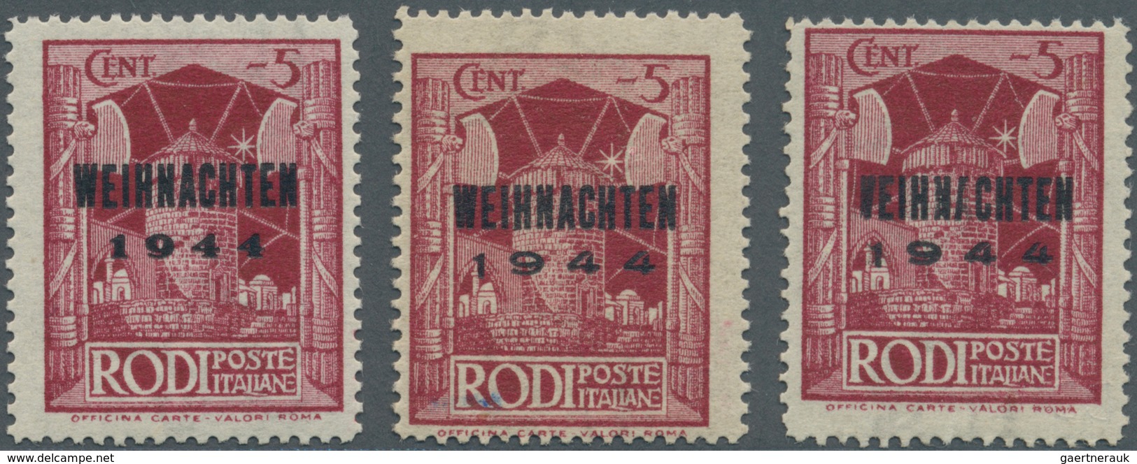 Feldpostmarken: 1944, Insel Rhodos, Zulassungsmarke "WEIHNACHTEN 1944", Drei Verschiedene Marken Mit - Other & Unclassified