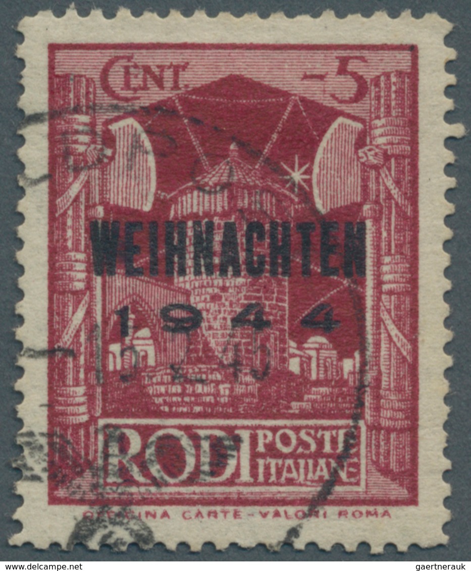 Feldpostmarken: 1944, Rhodos Weihnachtsmarke In Type III Mit Normstempel "h 15.2.45" (Porto Lagos), - Other & Unclassified