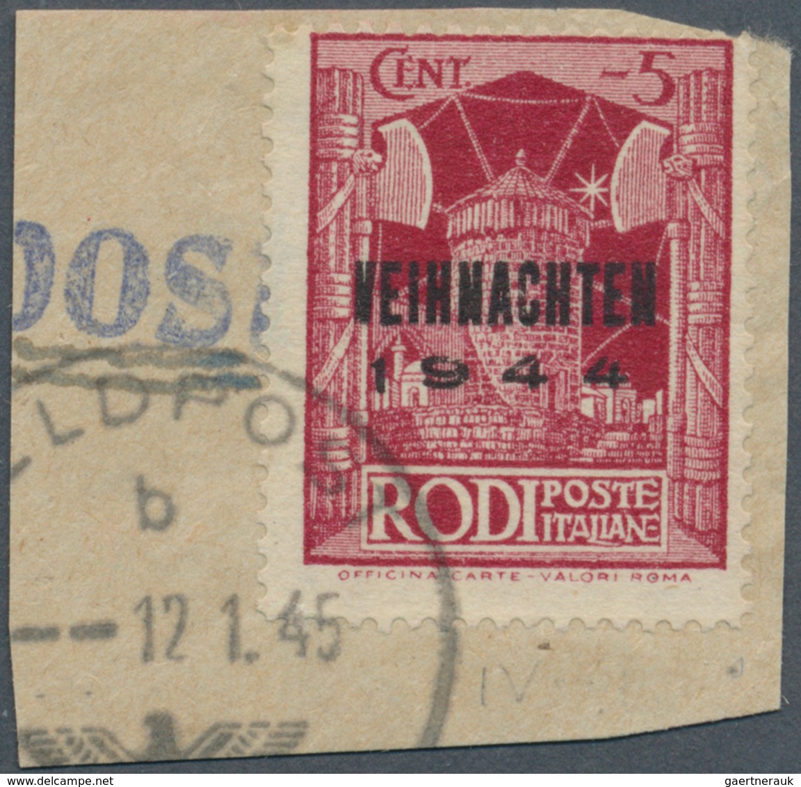 Feldpostmarken: 1944, Weihnachtsmarke Auf Kleinem Briefstück, Verstümmeltes W In WEIHNACHTEN, Entwer - Otros & Sin Clasificación