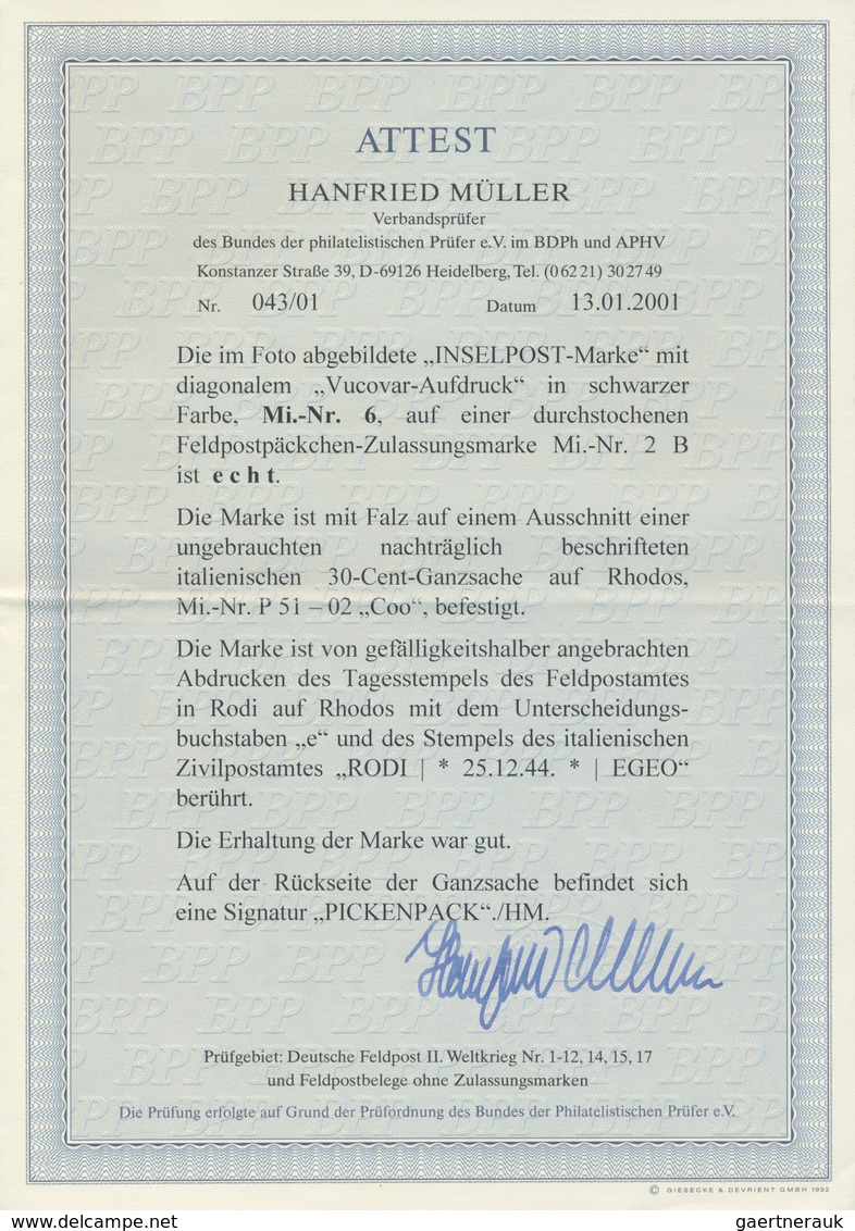 Feldpostmarken: 1943, Krim-Zulassungsmarke In Type II Mit Gefälligkeitsentwertung, Gute Erhaltung, S - Altri & Non Classificati