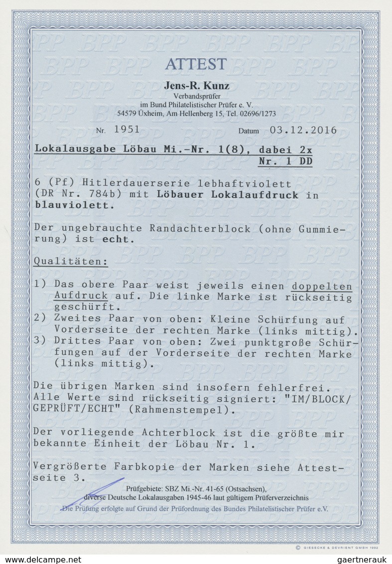 Deutsche Lokalausgaben Ab 1945: Löbau: 1945, 6 Pfg. Lebhaftviolett Mit Kopfstehendem, Blauviolettem - Altri & Non Classificati