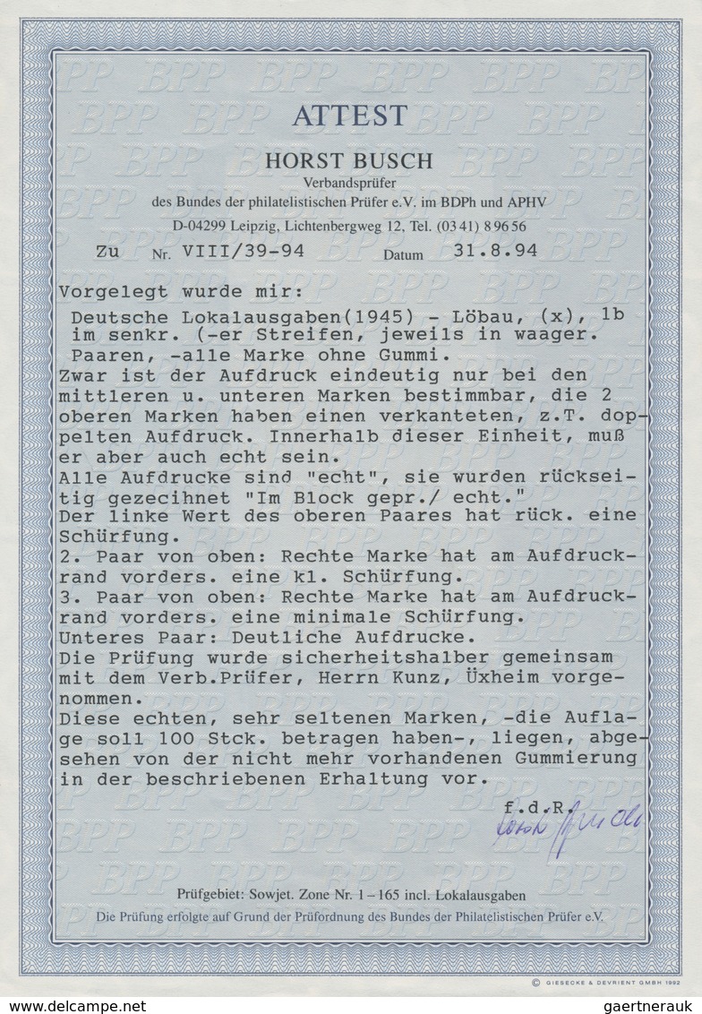 Deutsche Lokalausgaben Ab 1945: Löbau: 1945, 6 Pfg. Lebhaftviolett Mit Kopfstehendem, Blauviolettem - Altri & Non Classificati