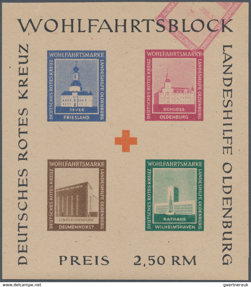 Deutsche Lokalausgaben Ab 1945: OLDENBURG: 1948, Zwei Postfrische Rotkreuz-Blocks Je Mit Abart: Der - Altri & Non Classificati