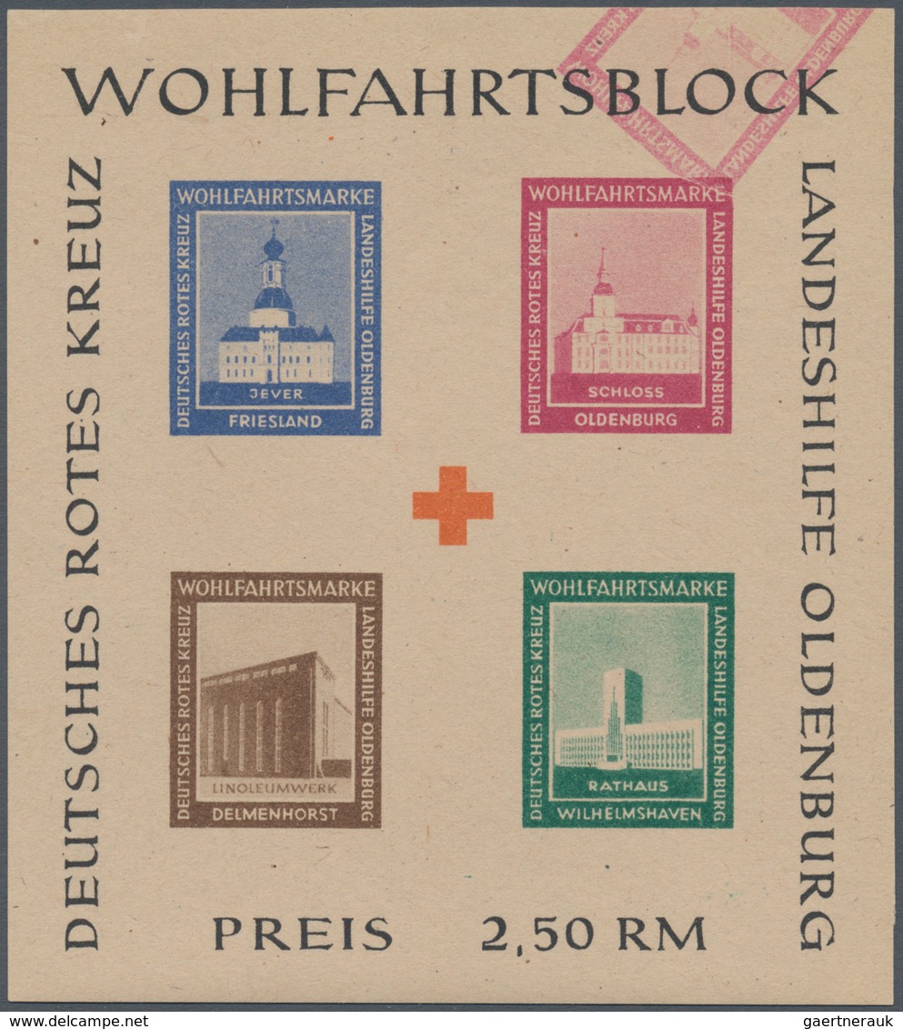 Deutsche Lokalausgaben Ab 1945: OLDENBURG: 1948, Zwei Postfrische Rotkreuz-Blocks Je Mit Abart: Der - Other & Unclassified