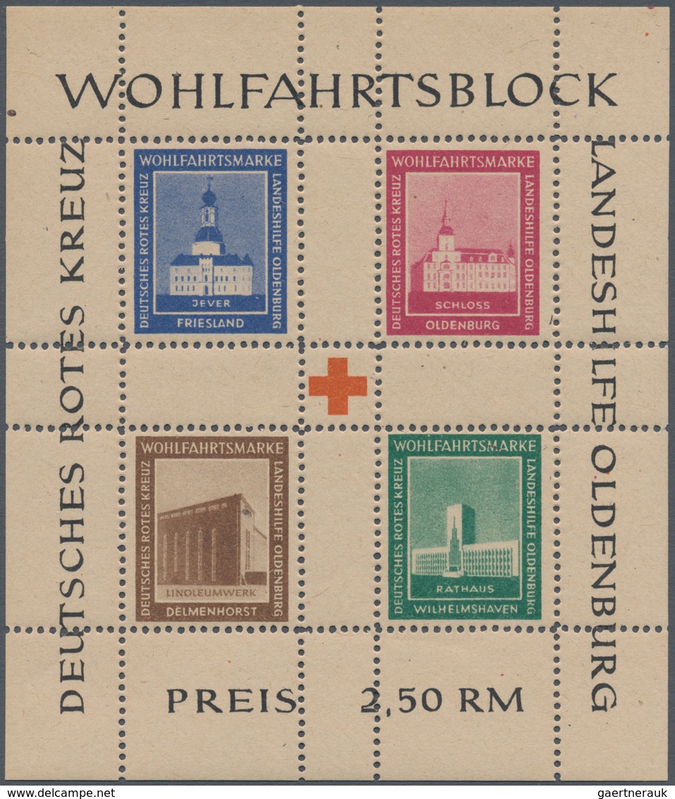 Deutsche Lokalausgaben Ab 1945: OLDENBURG: 1948, Zwei Postfrische Rotkreuz-Blocks Je Mit Abart: Der - Altri & Non Classificati