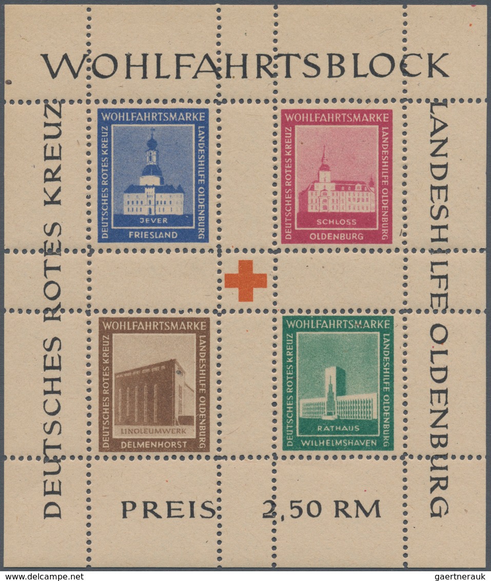 Deutsche Lokalausgaben Ab 1945: OLDENBURG: 1948, Zwei Postfrische Rotkreuz-Blocks Je Mit Abart: Der - Other & Unclassified