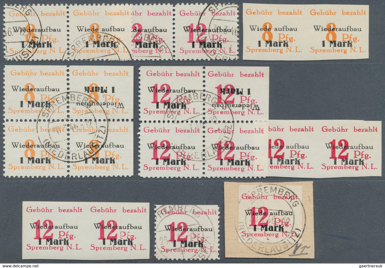 Deutsche Lokalausgaben Ab 1945: SPREMBERG, 1945, 8 Pfg. + 1 MK Orange U. 12 Pfg. U. 1 MK Dunkelrosar - Altri & Non Classificati