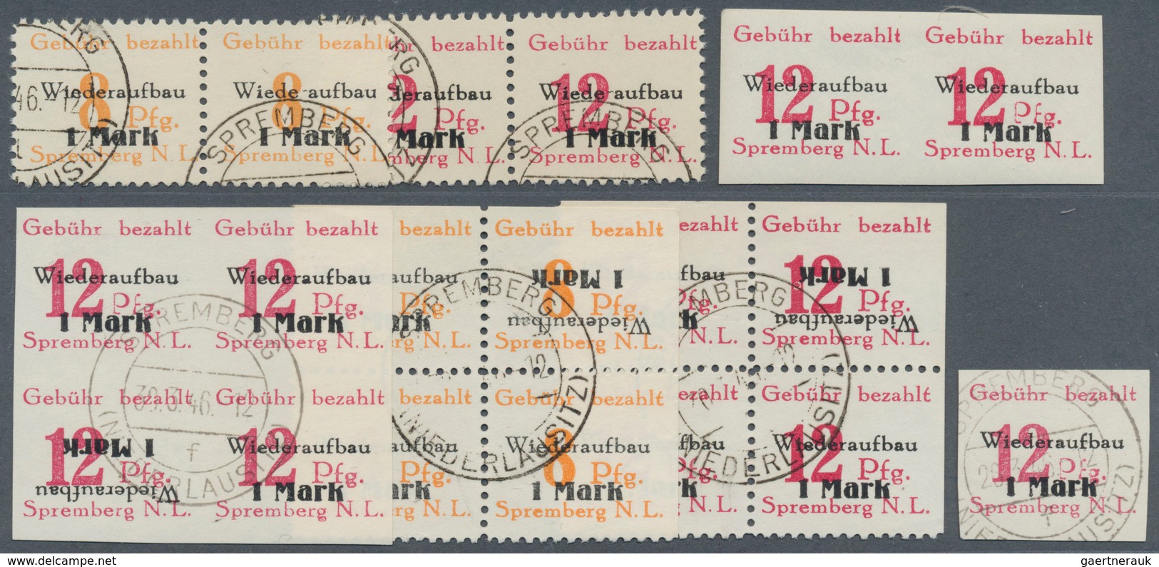 Deutsche Lokalausgaben Ab 1945: SPREMBERG, 1945, 8 Pfg. + 1 MK Orange U. 12 Pfg. + 1 MK Dunkelrosaro - Altri & Non Classificati