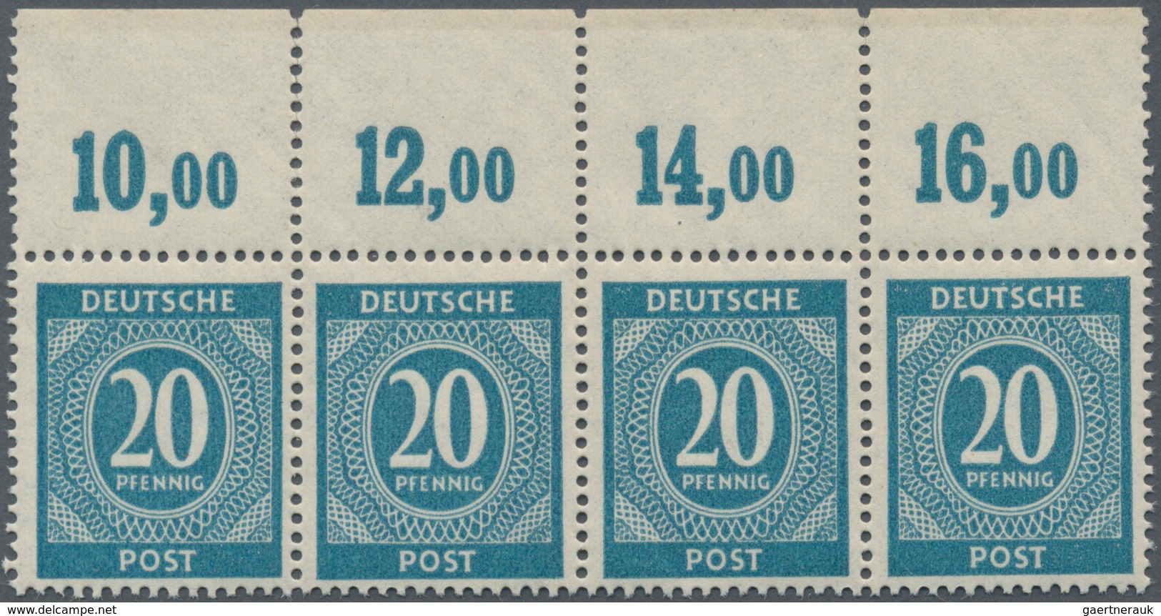 Alliierte Besetzung - Gemeinschaftsausgaben: 1946, 20 Pfg. Ziffer Als Postfrischer 10-er Streifen Vo - Other & Unclassified