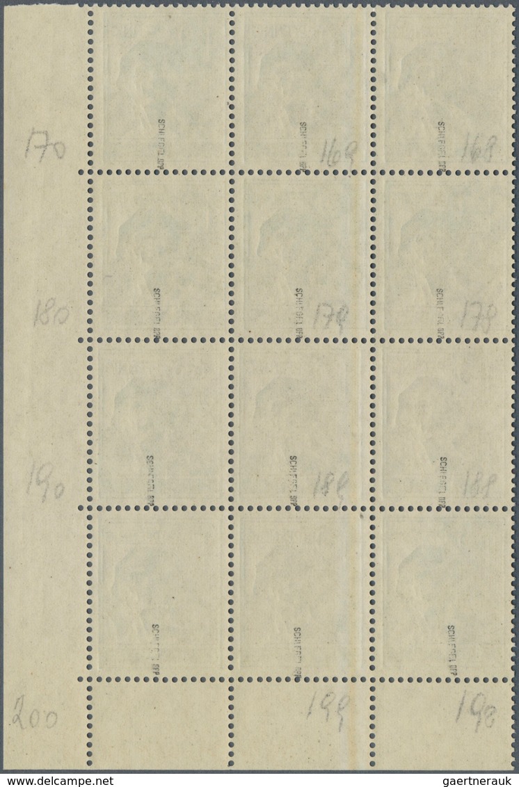 Alliierte Besetzung - Gemeinschaftsausgaben: 1947, 12 Pf Arbeiterserie PROBEDRUCK Gelbgrün, 12er-Blo - Other & Unclassified