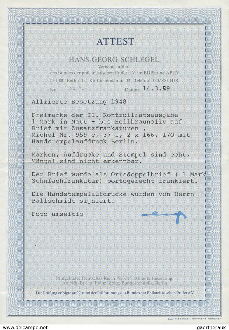 Alliierte Besetzung - Gemeinschaftsausgaben: 1948: 1 Mk Taube In I Farbe (hellgelbgrün Schwach Fluor - Other & Unclassified