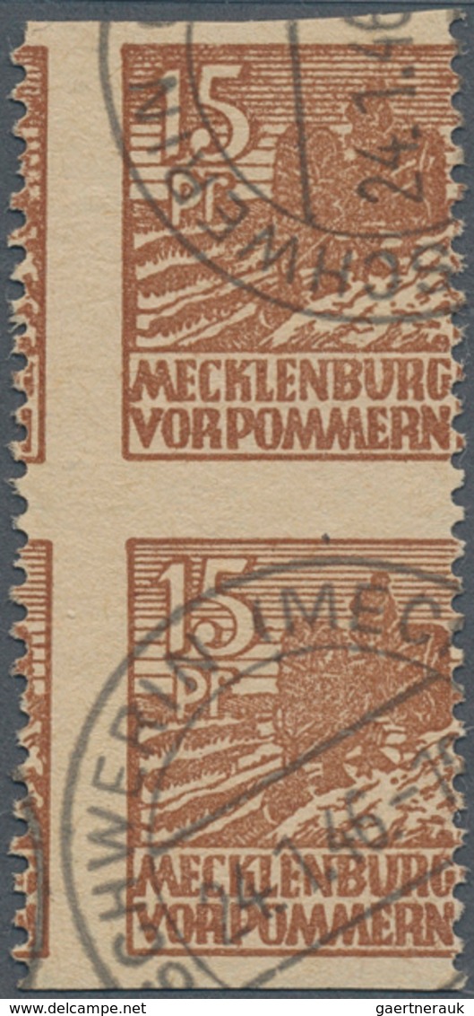 Sowjetische Zone - Mecklenburg-Vorpommern: 1946, Abschiedsausgabe 15 Pf Im Senkrechten Paar, Waagere - Altri & Non Classificati