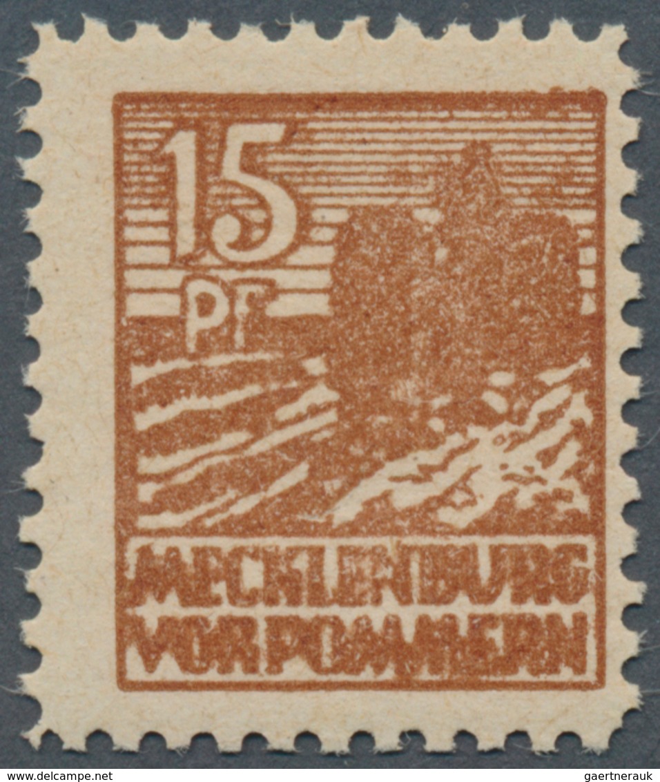 Sowjetische Zone - Mecklenburg-Vorpommern: 1946, Abschiedsserie 15 Pfg. Auf Grauem Z-Papier, Postfri - Altri & Non Classificati