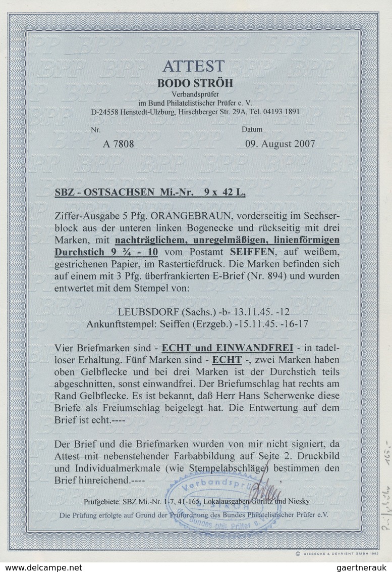 Sowjetische Zone - Ost-Sachsen: 1945, 5 Pfg. Ziffer Orangebraun Mit Nachträglichem, Unregelmäßigen, - Other & Unclassified