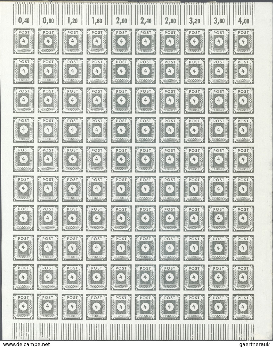 Sowjetische Zone - Ost-Sachsen: 1945, 4 Pfg. Grünlichgrau, Kompletter Postfrischer Bogen (im Unteren - Other & Unclassified