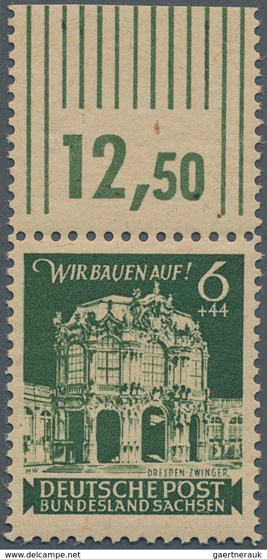 Sowjetische Zone - Ost-Sachsen: 1946 Wiederaufbau Dresdner Zwinger 6+44 Pf. Dunkelgraugrün Mit Misch - Altri & Non Classificati